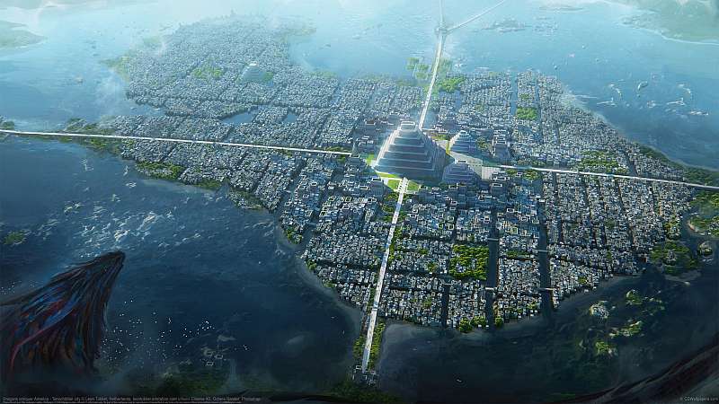 Dragons conquer America - Tenochtitlan city wallpaper or background