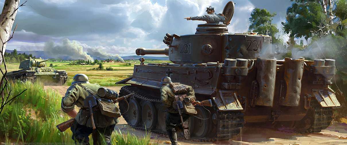 Tank Squad key illustration: A Tiger's close encounter ultrawide wallpaper