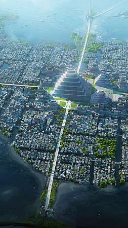 Dragons conquer America - Tenochtitlan city Mobile Vertical wallpaper