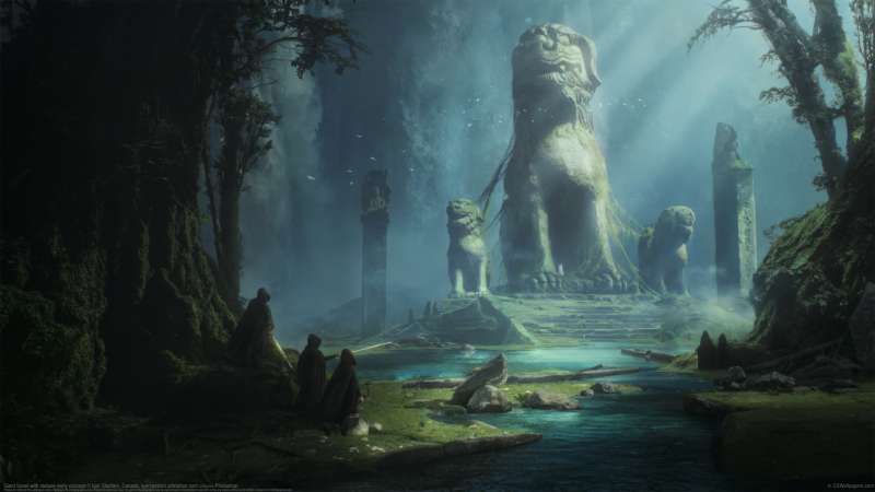 Giant forest with statues early concept wallpaper or background