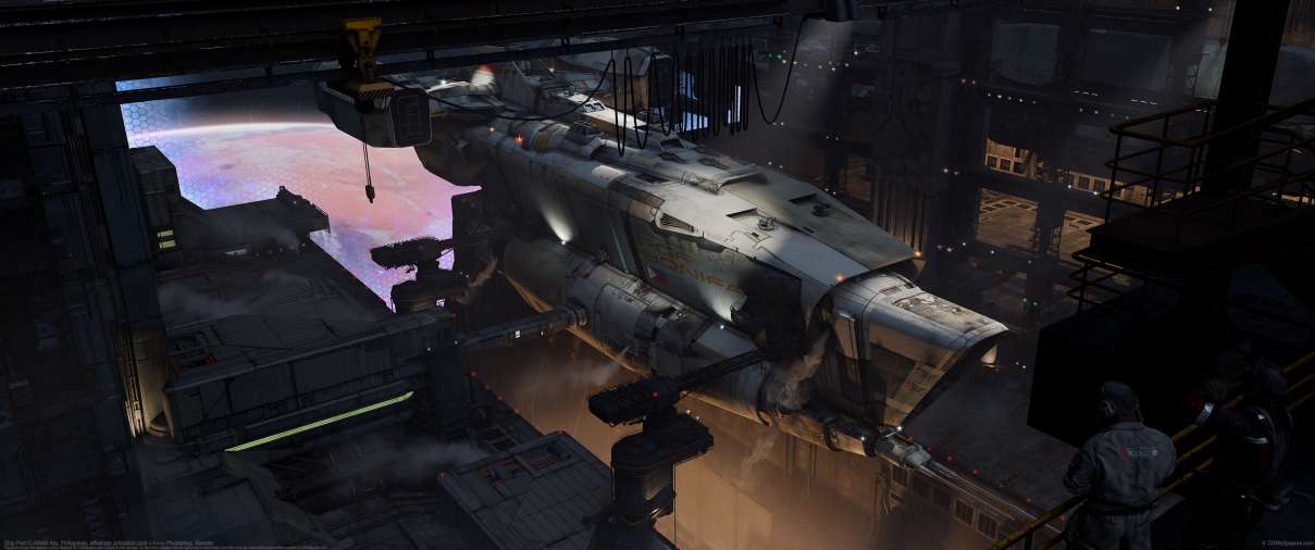 Ship Port ultrawide wallpaper