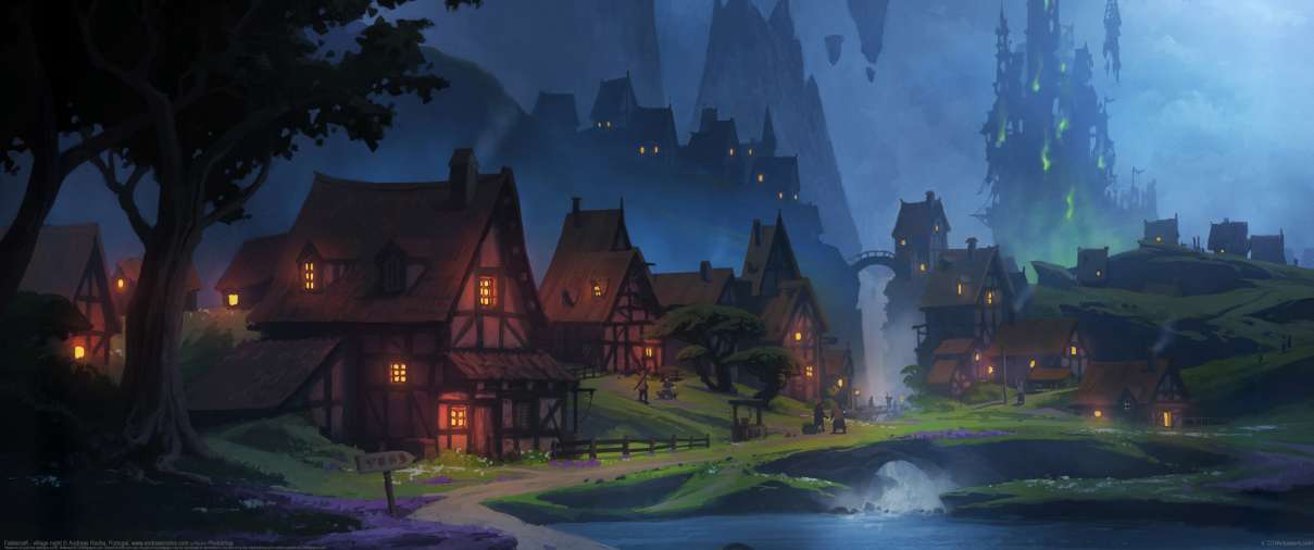 Fablecraft - village night ultrawide wallpaper