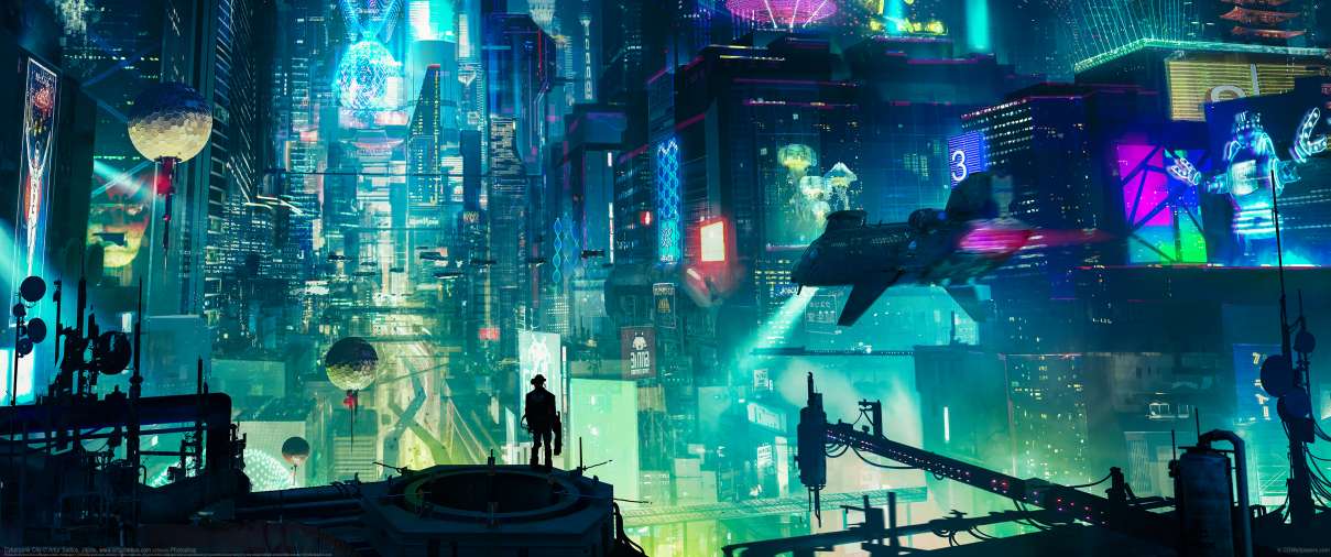 Cyberpunk City ultrawide wallpaper