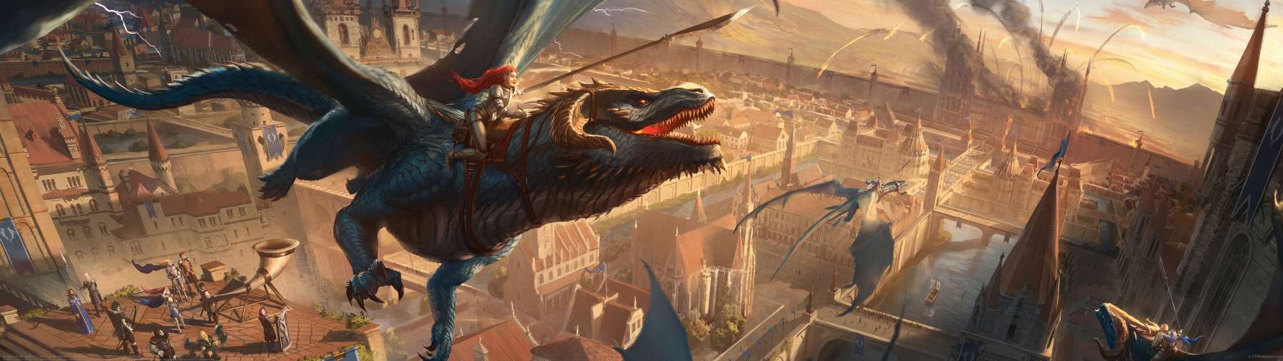 Dragon Rider Battle ultrawide wallpaper