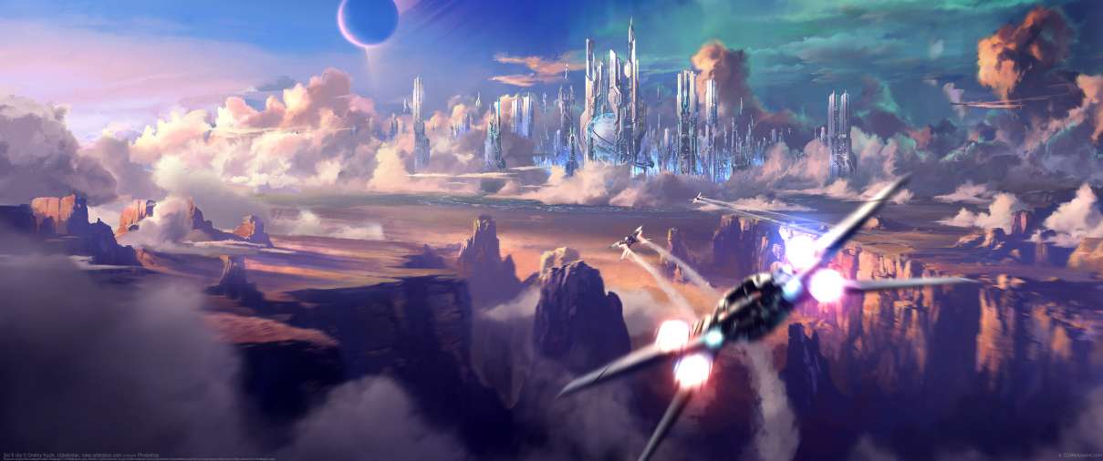 Sci-fi city ultrawide wallpaper