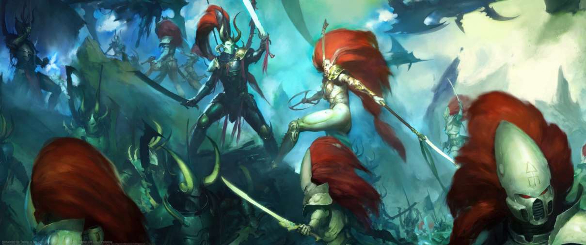 Warhammer 40k: Drazhar vs Jain Zar ultrawide wallpaper