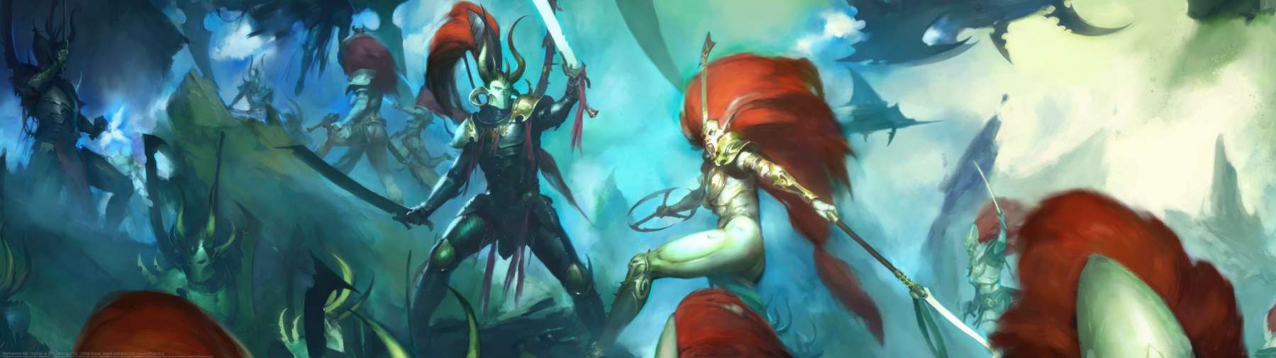 Warhammer 40k: Drazhar vs Jain Zar ultrawide wallpaper