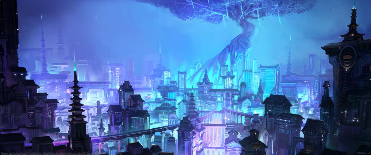 Kamigawa Neon Dynasty - Towashi city Concept art ultrawide wallpaper