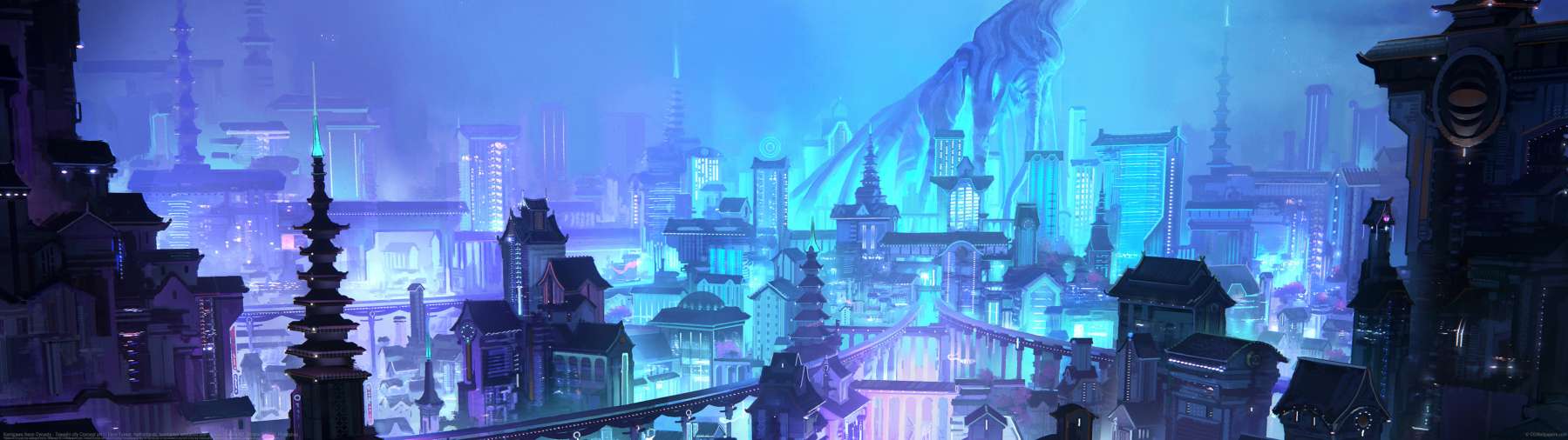 Kamigawa Neon Dynasty - Towashi city Concept art ultrawide wallpaper