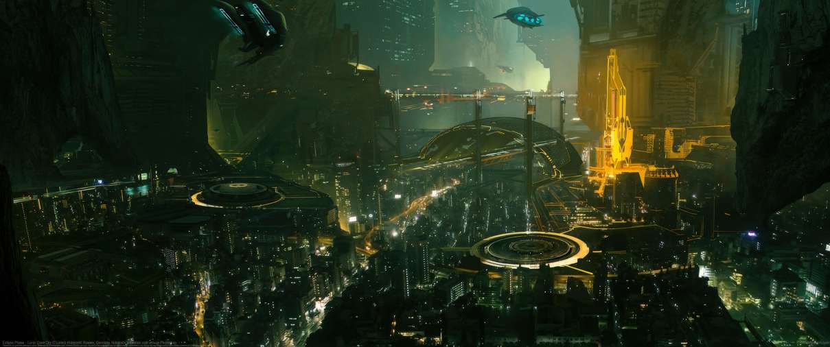 Eclipse Phase - Lunar Cave City ultrawide wallpaper