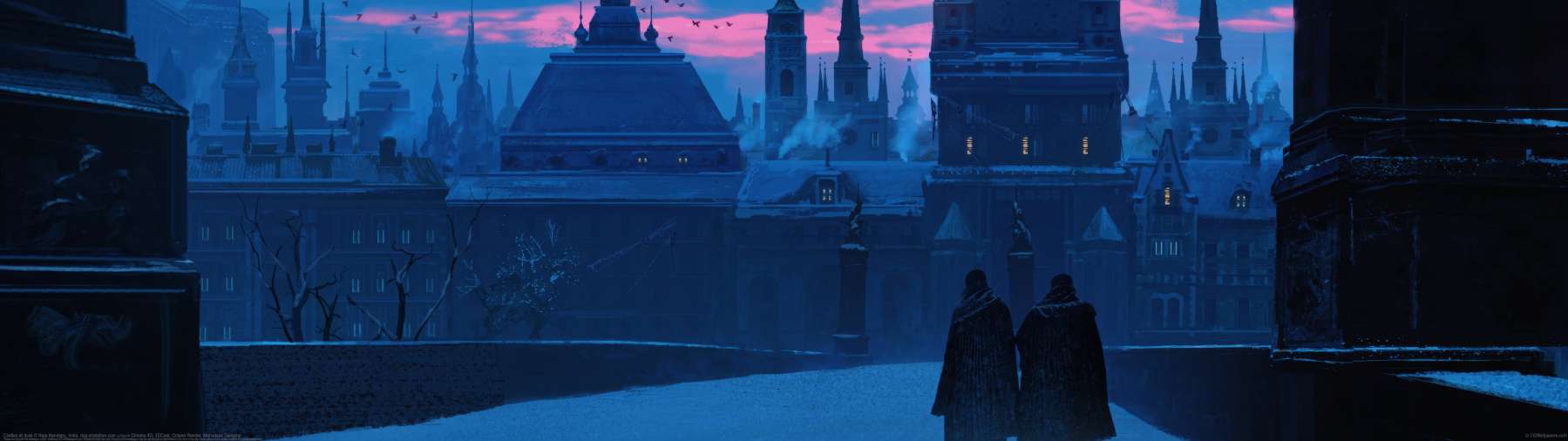 Castles at dusk ultrawide wallpaper