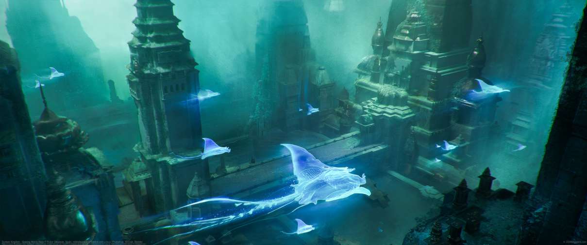 Sunken Kingdom - Soaring Manta Rays ultrawide wallpaper