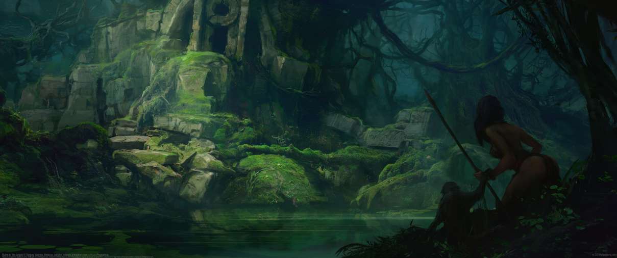 Ruins in the jungle ultrawide wallpaper