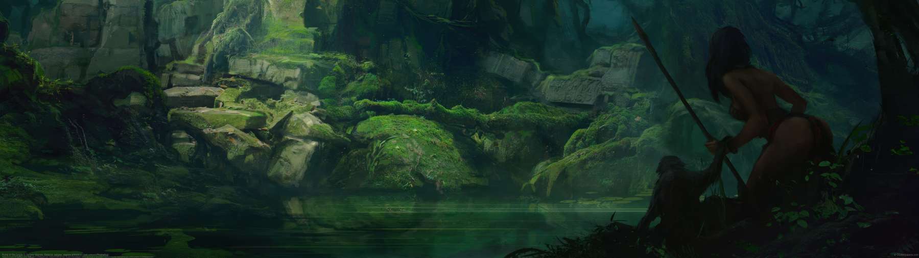 Ruins in the jungle ultrawide wallpaper