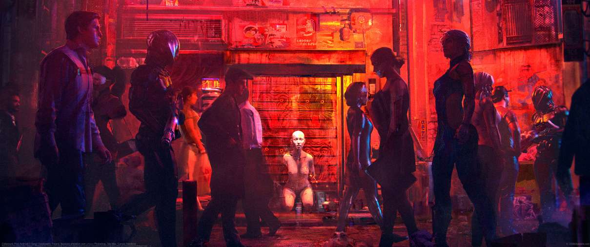 Cyberpunk Poor Android ultrawide wallpaper