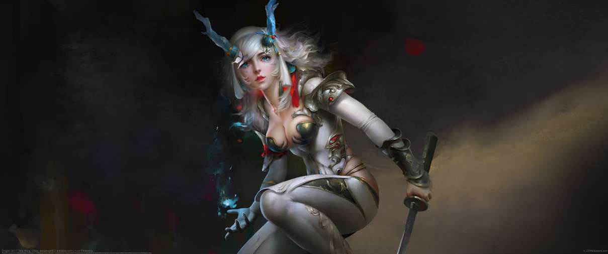 Dragon Girl ultrawide wallpaper