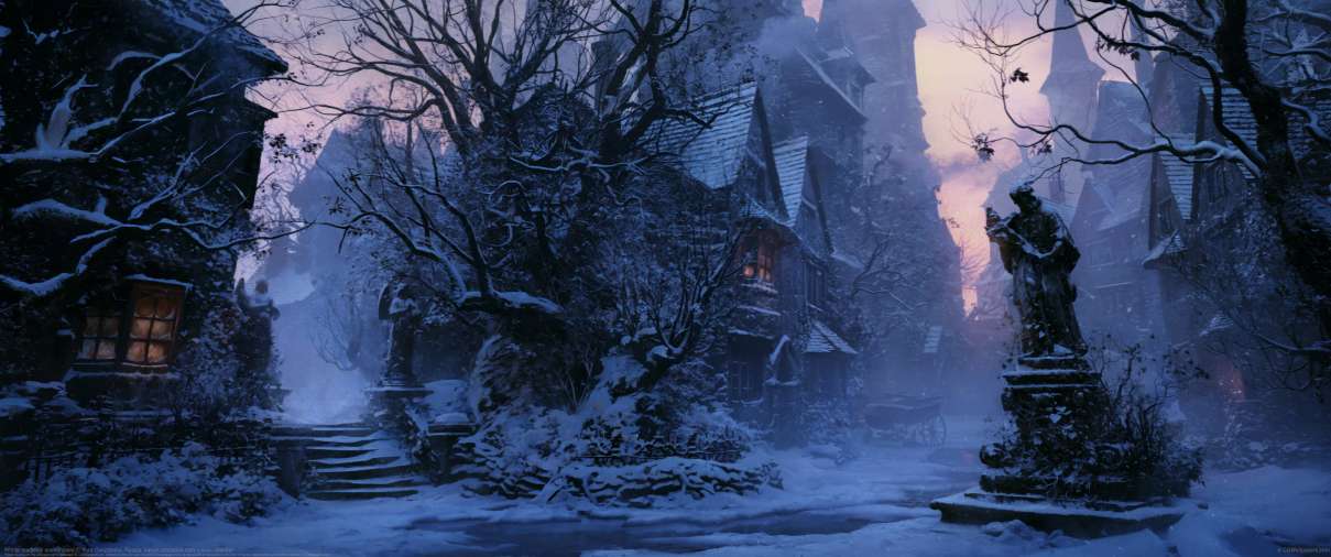 Winter medieval environment ultrawide wallpaper