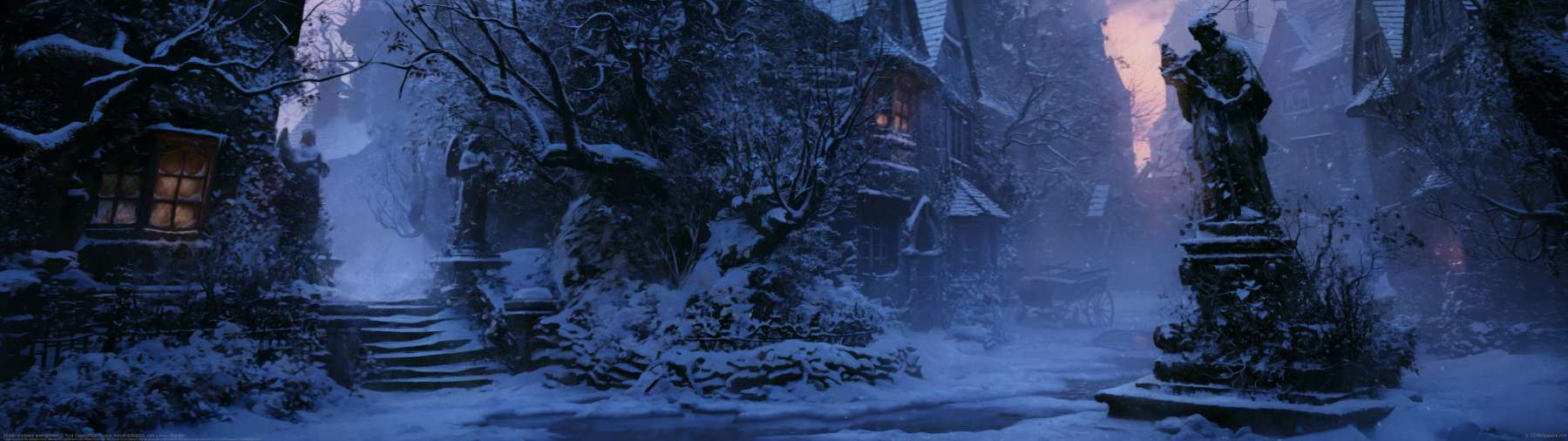 Winter medieval environment ultrawide wallpaper