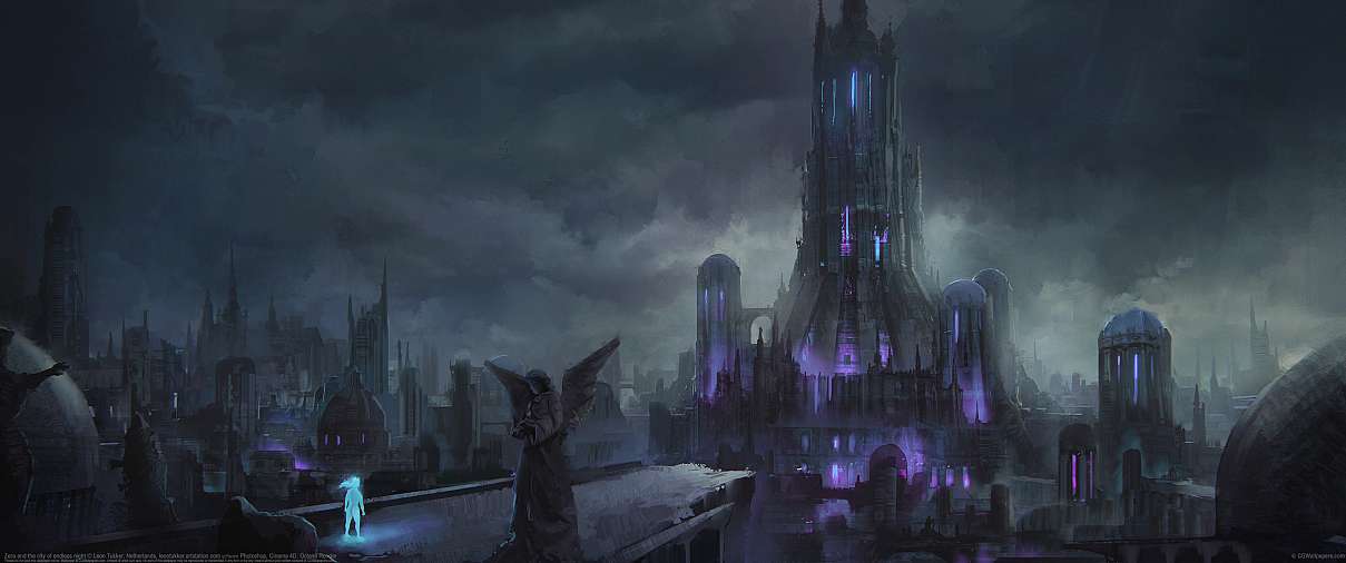 Zera and the city of endless night ultrawide wallpaper