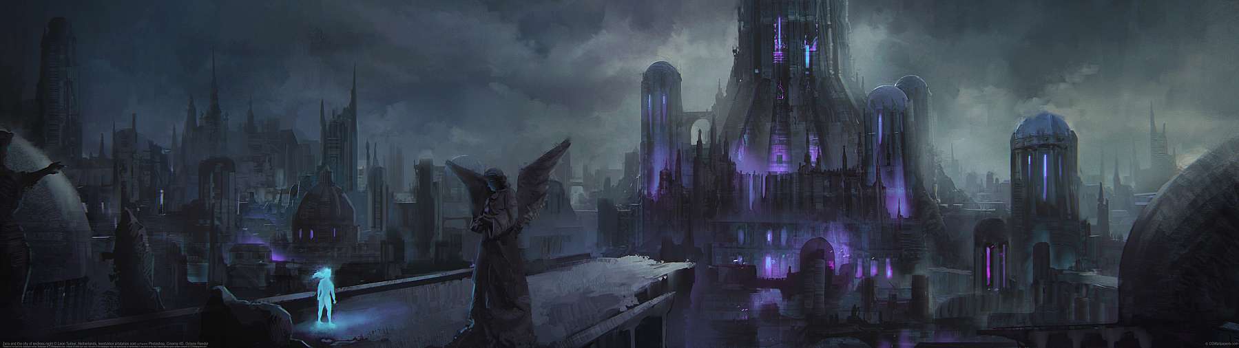 Zera and the city of endless night ultrawide wallpaper
