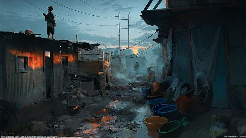 Sunset in the slums wallpaper or background